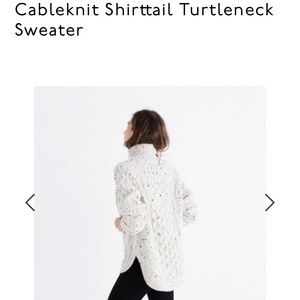 Cableknit Shirttail Turtleneck Sweater